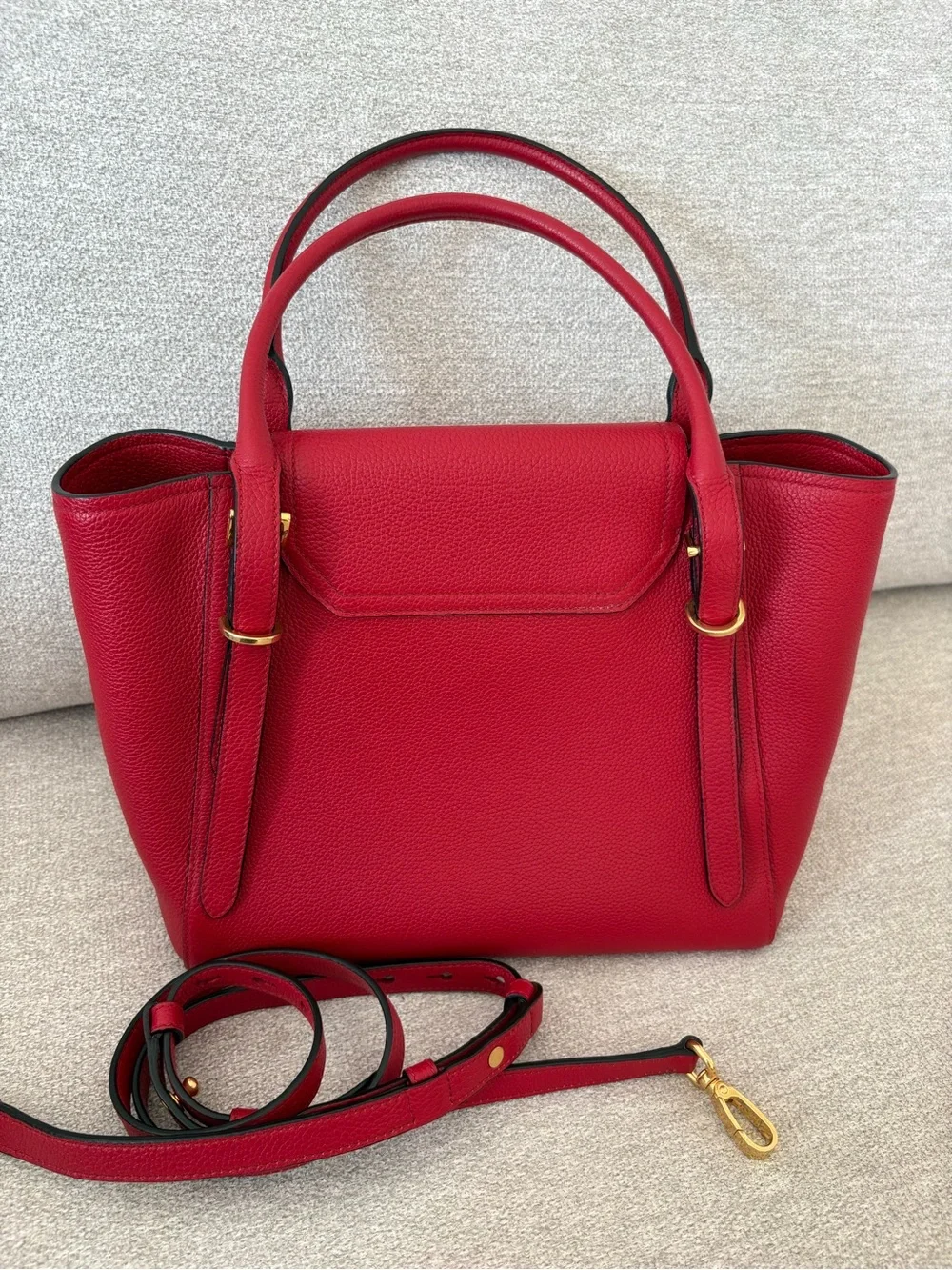 Red Leather Top-Handle Tote - Picture 3 of 6